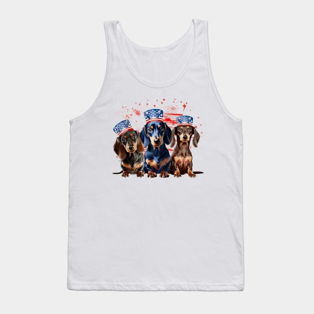 4th of July Dachshund Dogs #5 Tank Top by Chromatic Fusion Studio